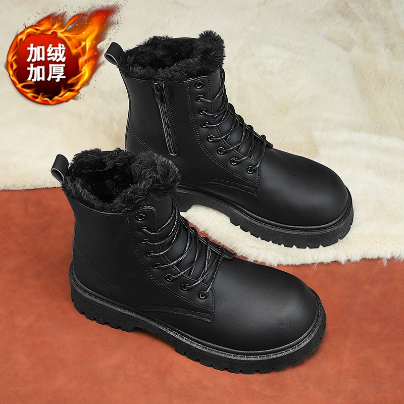 Зимний новый высокий бархат плюс морозостойкие ветрозащитные спортивные сапоги Martin сапоги модные дикие высокие шнуровки мужские сапоги
