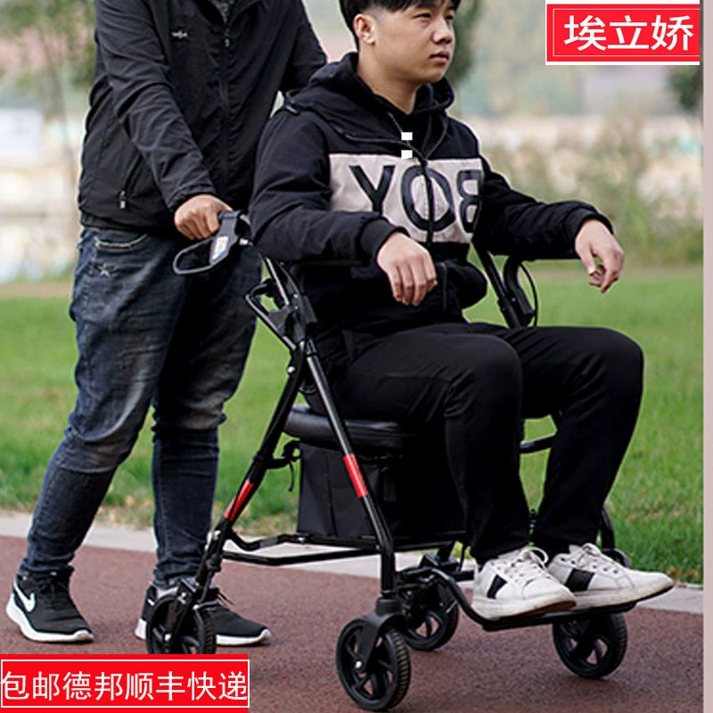 Старомодная тележка для пожилых людей, которую можно толкать и сидеть на ней для помощи при ходьбе, четырехколесная складная портативная тележка для покупок для пожилых людей.