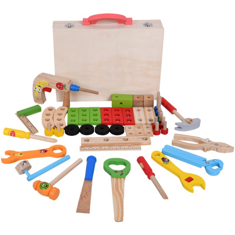 Herramienta de desmontaje de tuerca de tornillo de reparación de simulación multifuncional de madera para niños mesa de juego casa educación temprana juguetes educativos