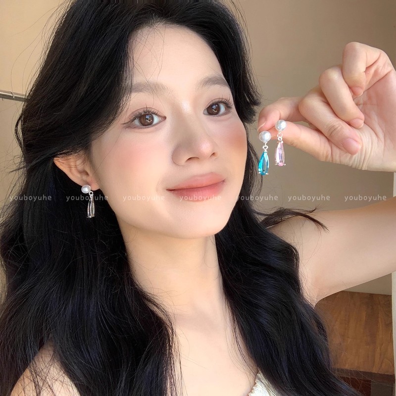 清透感~水滴珍珠耳环女轻奢小众设计银针耳钉巨好看独特精致耳饰|undefined