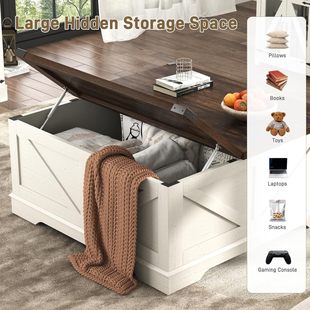 Coffee Table with Lift Top Cover, with Power Outlets and Hidden Storage, Living Room Table, Lift Top End Table