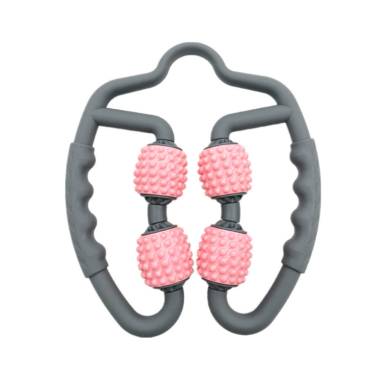 Masajeador de anillo Yoga rodillo de masaje de 4 ruedas muslo relajación muscular masaje de espuma palo clip de pierna masajeador