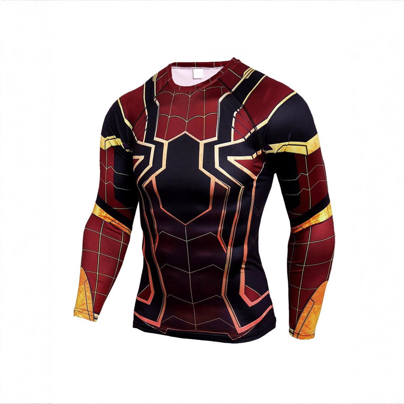 Spider-Man Air Superman Printed T-Shirt Long Sleeve Round Neck Casual Pullover New Cross-Border T-Shirt