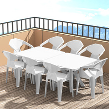 桌椅一套餐桌靠背椅餐厅桌椅组H&户外塑料椅子加厚沙滩夜市大排/#