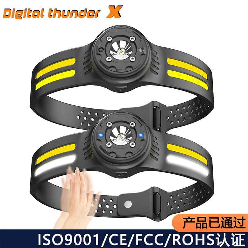 Onda transfronteriza inducción COB faro portátil USB carga noche luz fuerte luz faro silicona Luz de equitación al aire libre