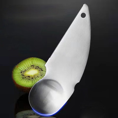 Korean-style 304 Stainless Steel Kiwi Spoon, Thickened Household Fruit Scoop with Teeth, Creative Design—Perfect for Scooping Fruit and Cracking Eggs