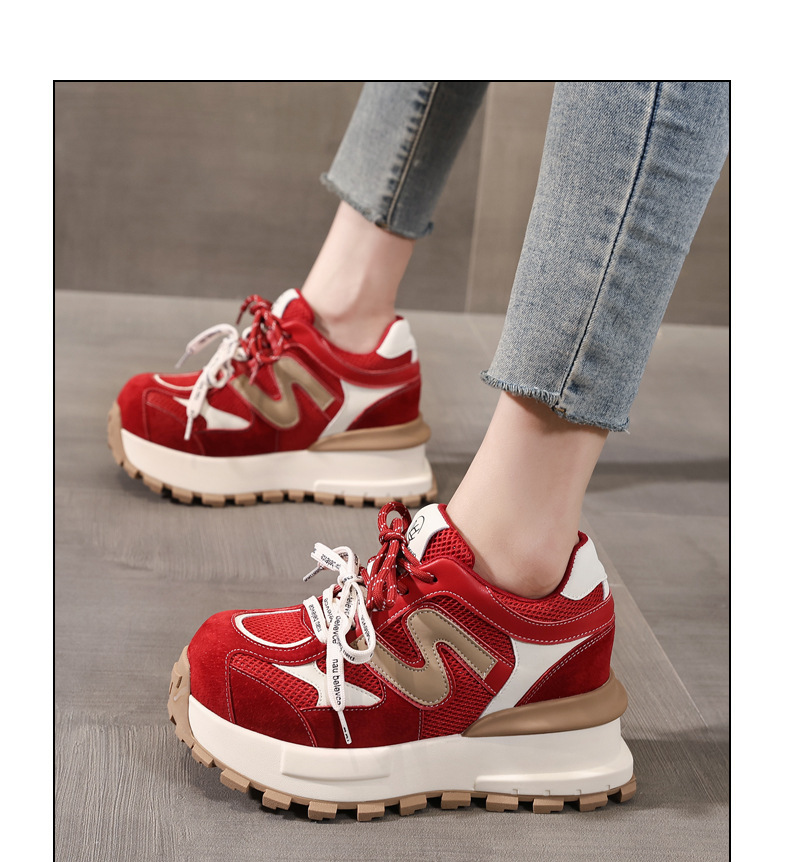 Giày sneaker nữ đế dày lưới thoáng khí phong cách daddy — màu be chi tiết 11