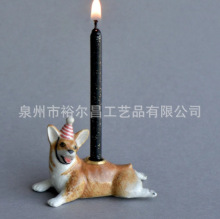 陶瓷动物生日蛋糕装饰物瓷器烛台雕像摆件艺术品生日烛台蛋糕装饰