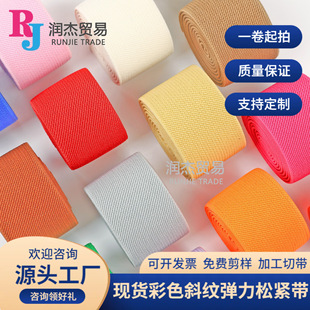 Spot Twill Elastic Band Colorful Double-Sided Elastic Band 1Cm-10Cm Imitation Nylon Pure Colorful Webbing Shoe Material Accessories