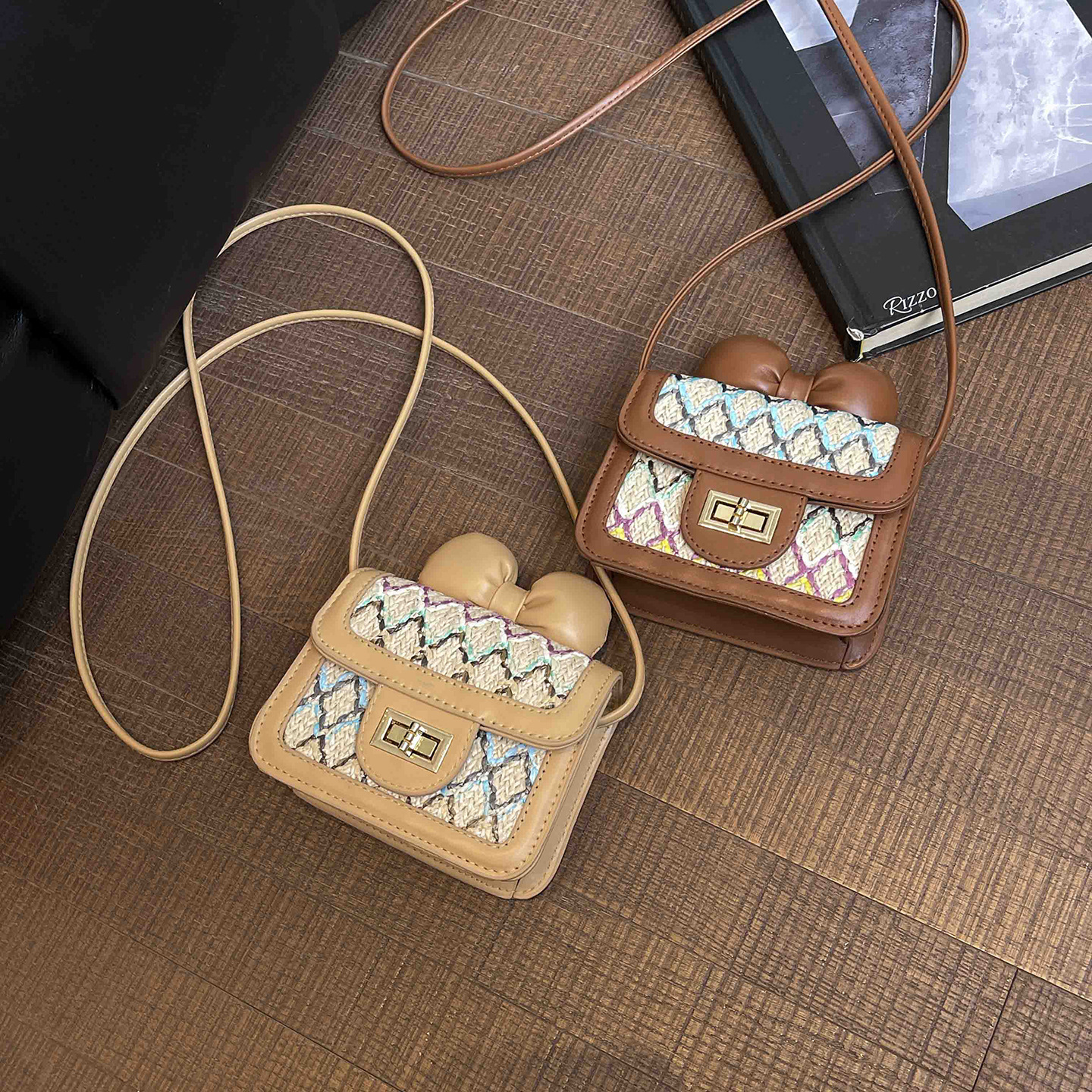 Hermosos arcos extranjeros, bolsos de hombro para hombres y mujeres, bolsos mini compactos para bebés, bolsos de moda tejidos para niños