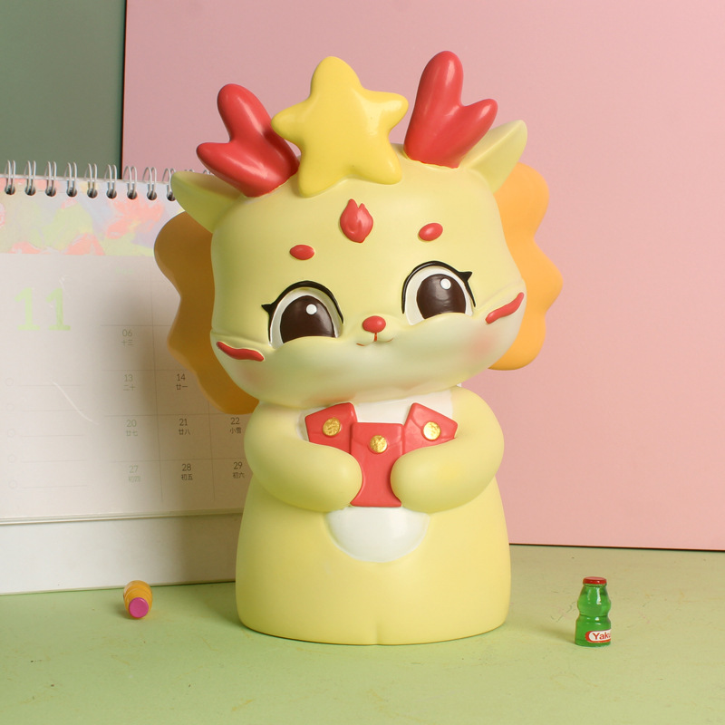 Nuevo dragón año Piggy Bank decoración de escritorio resistente a la caída lindo dragón de dibujos animados pequeño tesoro alcancía niños regalo personalización