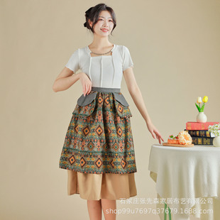 2023 manufacturers Korean-style cotton artistic advertising apron cotton and linen wholesale printing kitchen flower shop work clothes printed LOGO