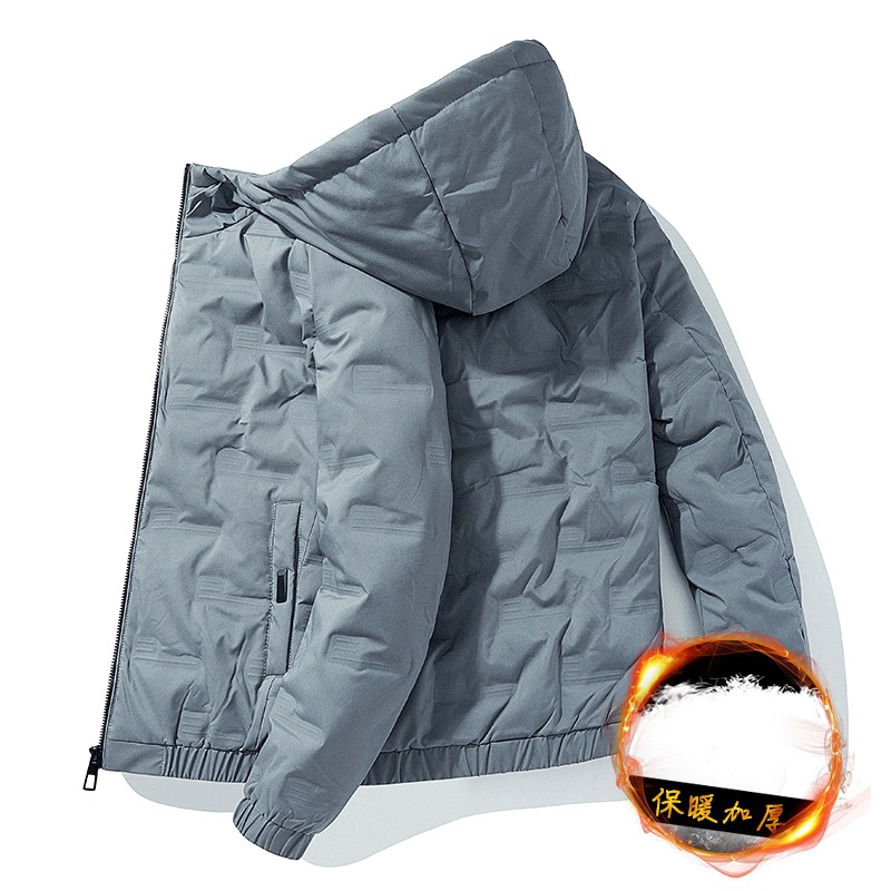 Nueva chaqueta con capucha gruesa informal de invierno para hombre, abrigo de algodón corto de moda Jinchang.