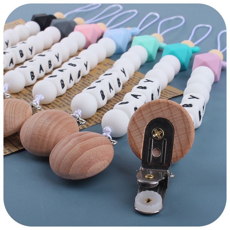 Amazon infantil Mickey chupete de silicona cadena bebé cambiable nombre molar calmante cadena anti-caída