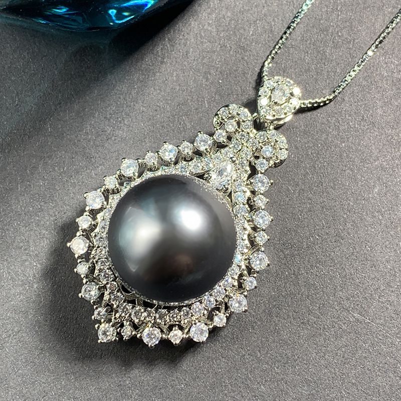 Zhuang Sheng joyería cobre inferior chapado en oro con incrustaciones de perlas fritillary coreano creativo diamante COLLAR COLGANTE 16mm al por mayor