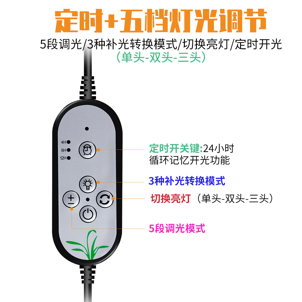 谦润照明植物种植灯LED红蓝光谱家用多肉盆栽补光灯USB育苗生长灯