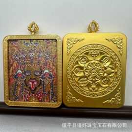 藏式彩金唐卡扎基拉姆唐卡吊坠厂家批发直播供货