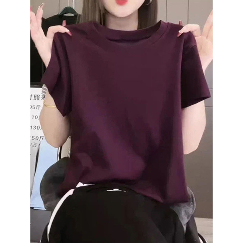 2026 Trendy Summer New Style Slim-Fit Versatile High-End Stylish Pure Cotton Short-Sleeve T-Shirt for Women