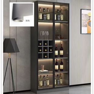 Light Luxury Glass Wine Cabinet Wall Storage Cabinet Modern High-End Simple Living Room Home Glass Door Display Cabinet Sideboard