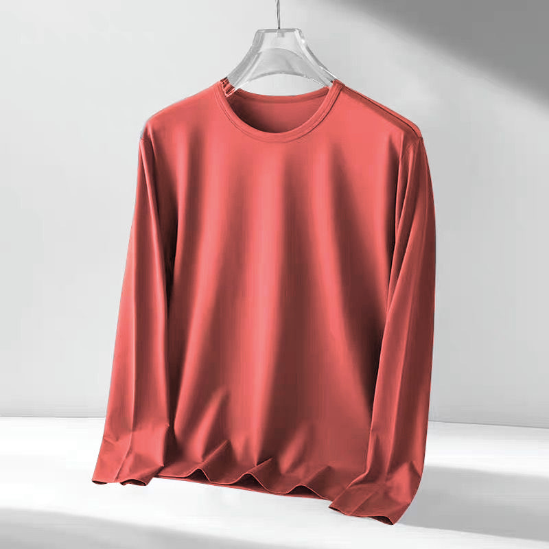 Camiseta de manga larga de color sólido para hombres primavera y otoño casual delgada camiseta de base de cuello redondo para estudiantes adolescentes en ropa T chicas