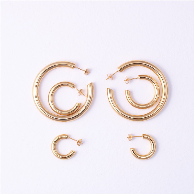 Fashion Geometric Stainless Steel Hoop Earrings Plating Stainless Steel Earrings