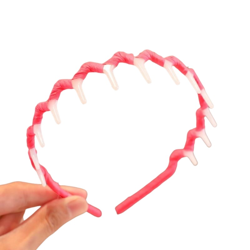 2023 nueva diadema para niños artefacto de cabello roto para mujeres pinza de pelo de presión antideslizante dentada diadema de plástico de tela fluorescente