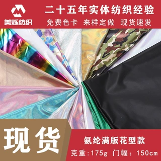 羽绒服面料高弹力烫金布料镭射 烫金饰品氨纶舞台表演服饰面料
