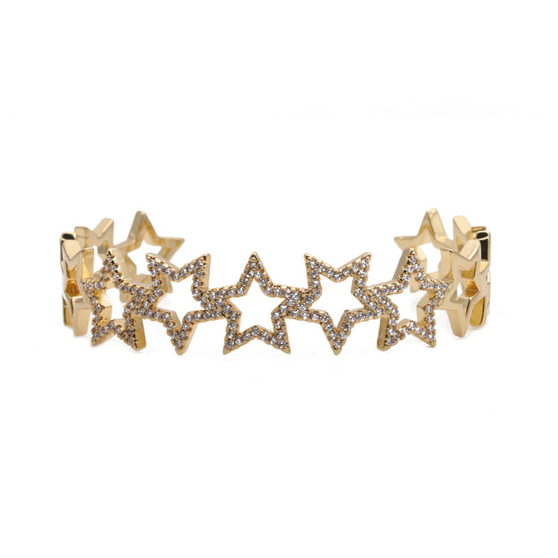 Pulsera de moda europea y americana simple estrella en forma de corazón pulsera hip hop metal punk estilo amor pulsera abierta joyería
