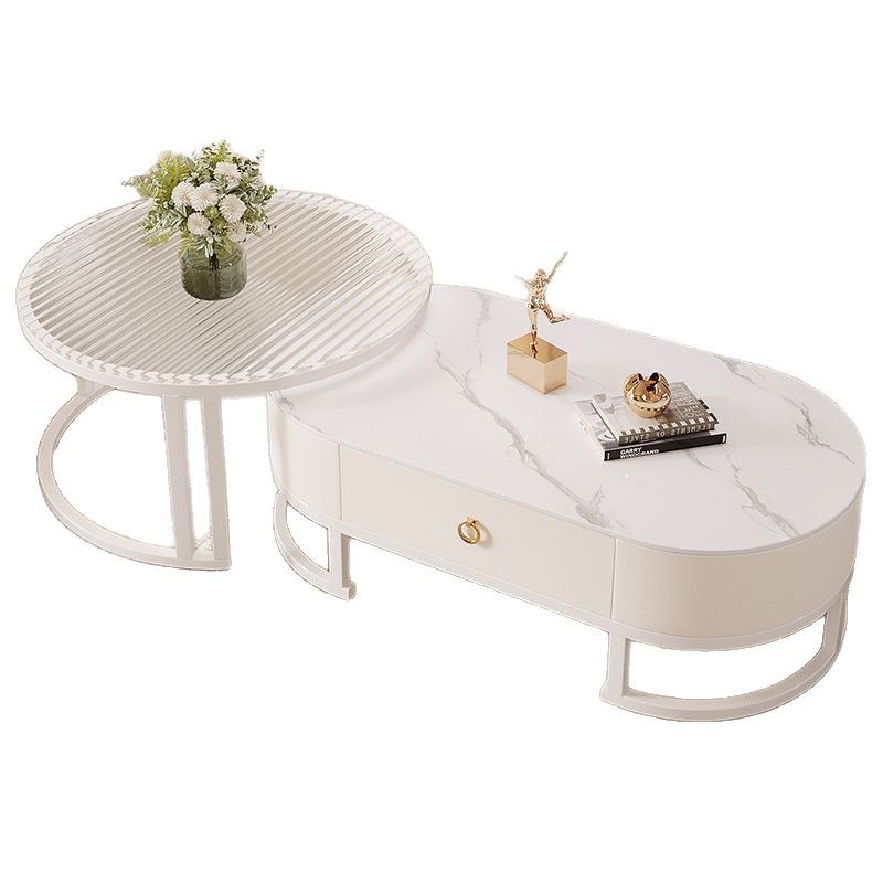 Roca de lujo ligero red simple mesa de té ovalada moderna sala de estar doméstica nueva mesa de té de tipo pequeño un cabello