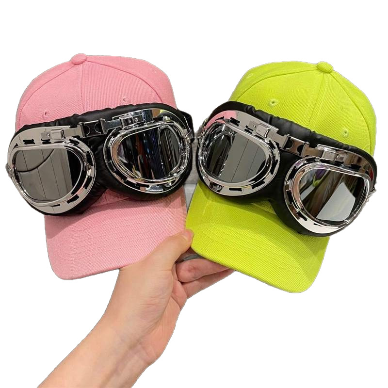 Vintage Pilot Hat With Sunglasses For Men And Women Hip Hop Cap_voghion.com