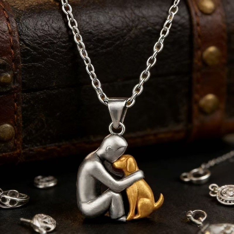 Cross-Border New Mother's Day Gift Necklace, Mother-Child Hug Pendant, Stainless Steel Couple Commemorative Jewelry, Fashionable Neck Chain Cross-Border New Mother's Day Gift Necklace, Mother-Child Hug Pendant, Stainless Steel Couple Commemorative Jewelry, Fashionable Neck Chain