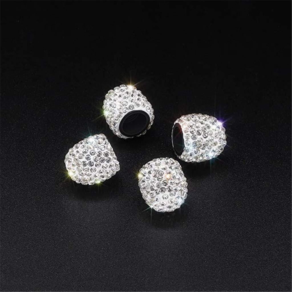 Car Tire Valve Caps with Rhinestones, Ceramic Full Diamond Valve Core Covers for Cars, Diamond Tire Caps for Women