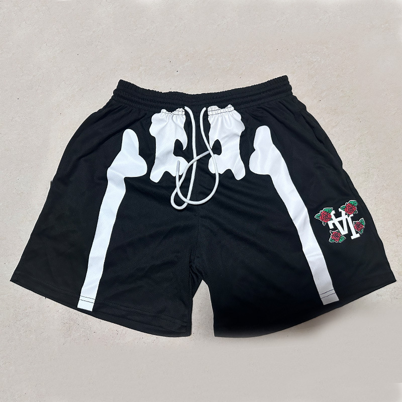 American Trendy RAIN Summer Cartoon Sports Casual Shorts Loose Breathable Quick-drying Mesh Basketball Pants But Knee