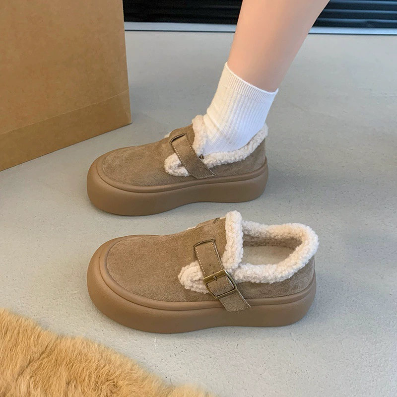 Женские туфли Birkenstock с толстой подошвой, новая зимняя коллекция 2025 года, с бархатом и утеплением, полная защита от снега, сапоги с одной шапкой (лажные перевод)