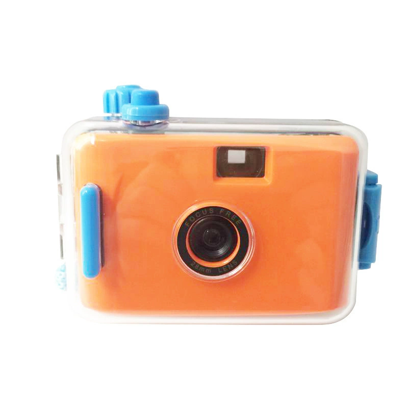 Orange disposable camera, flashing retro lamp for students, bidet