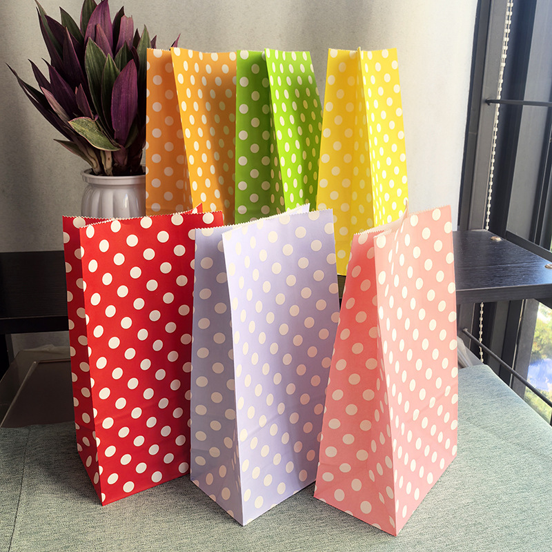 Ins Macaron Polka Dot Kraft Paper Storage Bag Dormitory Desktop Storage Bag Kindergarten Gift Bag Little Red Book Ins Macaron Polka Dot Kraft Paper Storage Bag Dormitory Desktop Storage Bag Kindergarten Gift Bag Little Red Book