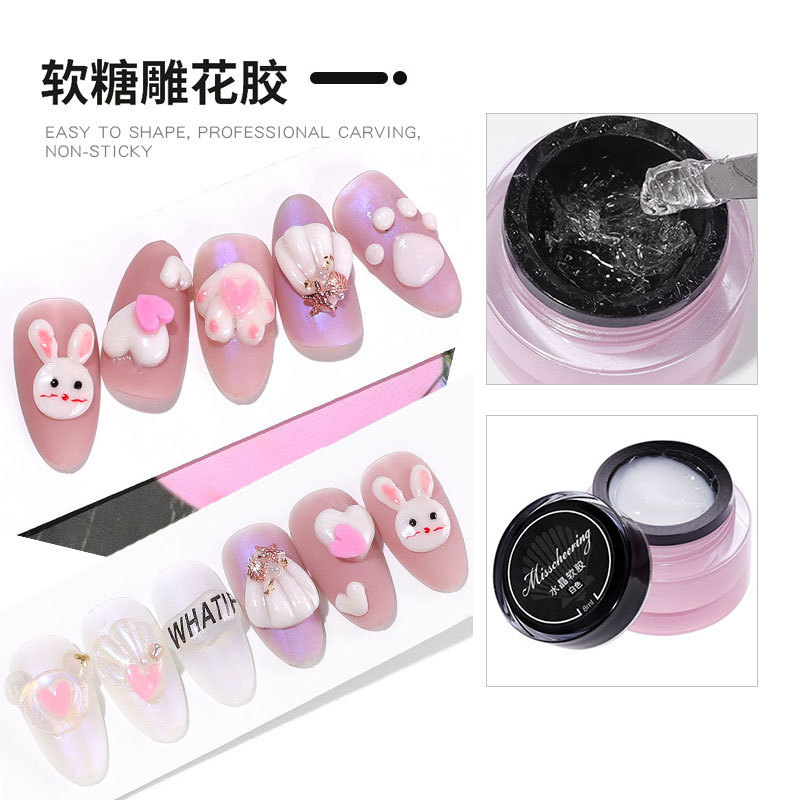 Internet Celebrity New Manicure Pvc Solid Gel Mold Modeling Glue DIY Carved Gel Glue High Transparency Q Elastic Gummy Glue