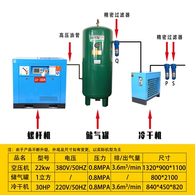 Hava kompressorları — permanent magnet variable frequency screw - 30a-22kw-power-frequency-standard-complete-set