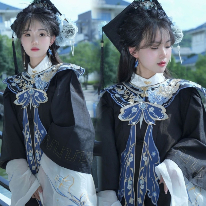 影楼中式中国风国潮明制汉服马面搭配学士毕业服明制