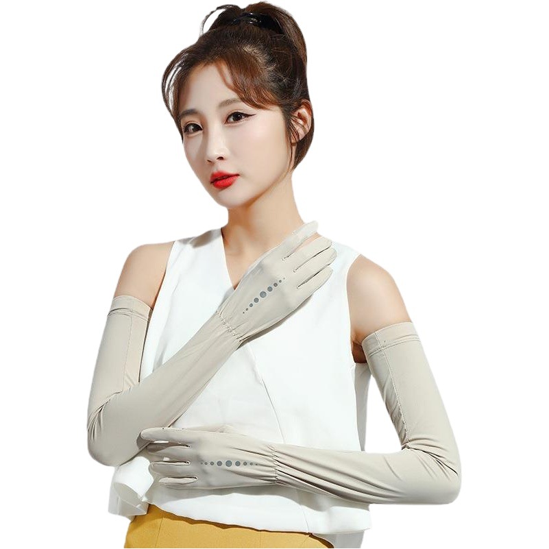 Guantes de protección solar de verano para mujer Protección de brazo alargado Protección UV manga de hielo Seda de hielo delgada larga guantes de equitación al aire libre