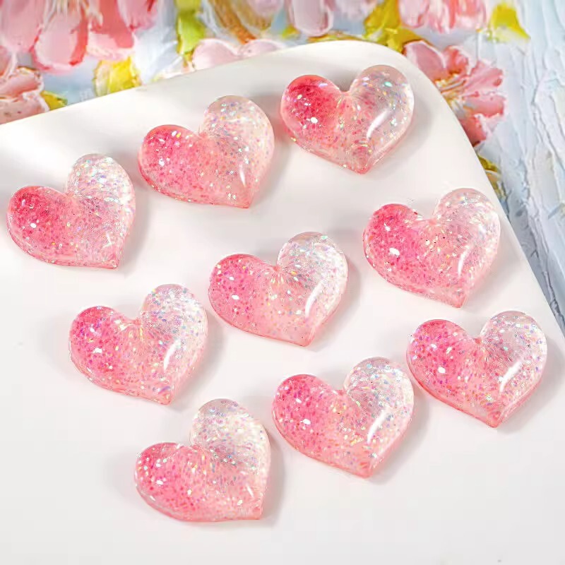 Gradient Color Glitter Peach Heart Resin Jewelry Accessories Car Driver's License Patch Little Girl Hair Accessories DIY Material Gradient Color Glitter Peach Heart Resin Jewelry Accessories Car Driver's License Patch Little Girl Hair Accessories DIY Material