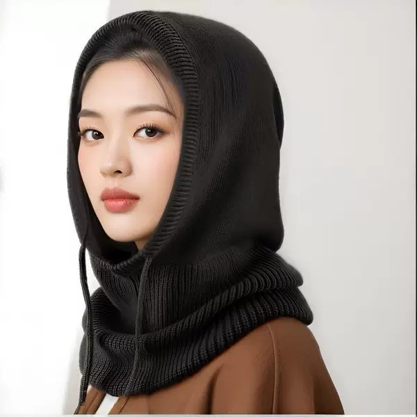 European and American Style Autumn and Winter Wool Multifunctional Knitted Wool Hat Neck Cover All-In-One Women's Hooded Ear Protection Thickeneded Neck Scarf