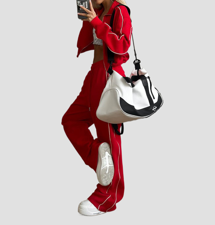 Cross-Border Casual Fashion European And American Style Women's Zipper Cardigan Jacket Sports Drawstring Pants_ecoleips.com