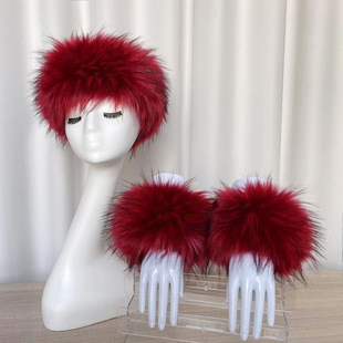 Hat Cuff suit Autumn and Winter Warm Imitation Fur Empty Cap Imitation Fox Mao Mao Cuff Foreign Trade Beanie Hat Women