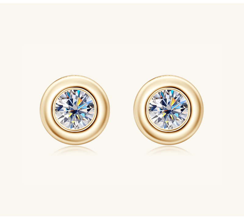 Simple Style Round Sterling Silver Gra Plating Inlay Moissanite Ear Studs display picture 4