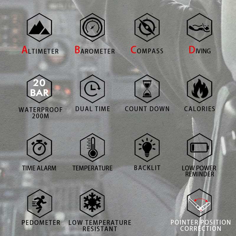 Hombres de negocios Ocio deportes al aire libre impermeable reloj de acero de alta presión reloj de buceo doble pantalla de acero inoxidable reloj de pulsera