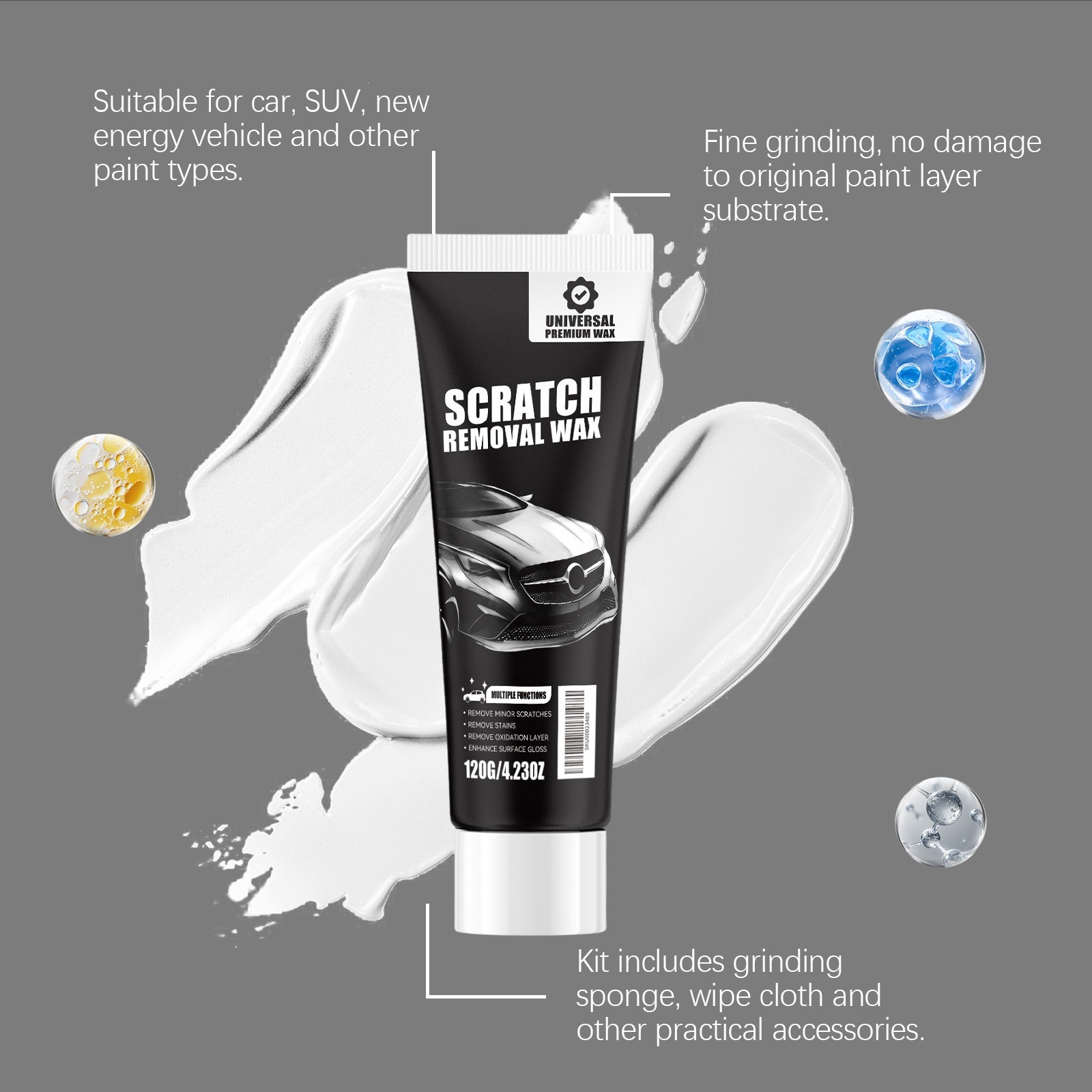 Car scratch repair paste, car paint scratch polishing and maintenance, enhancing gloss and protecting the paint surface, portable paint repair care