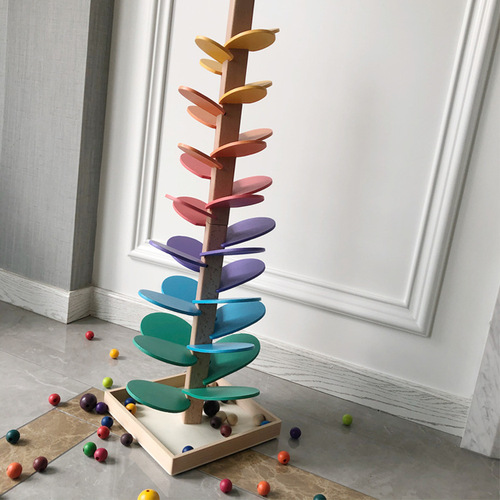 Cross-border rainbow music ball tree petals wisdom tree track wooden children's magic wood singing tree toy
