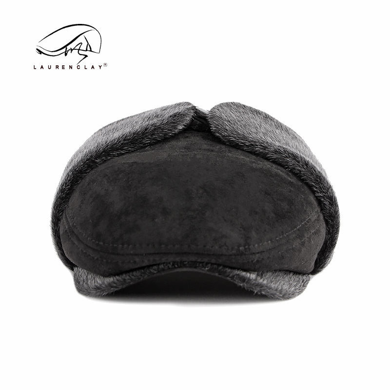 Sombrero de los hombres de invierno forrado de lana engrosada protección del oído boina caliente al aire libre a prueba de viento a prueba de frío de mediana edad y ancianos gorra de pico hombres