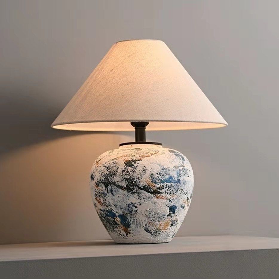 New Chinese-Style Ceramic Table Lamp, Retro Living Room, Bedroom, Bedside, Study, Guesthouse, Hotel, Model Room Lighting, Atmospheric Feel